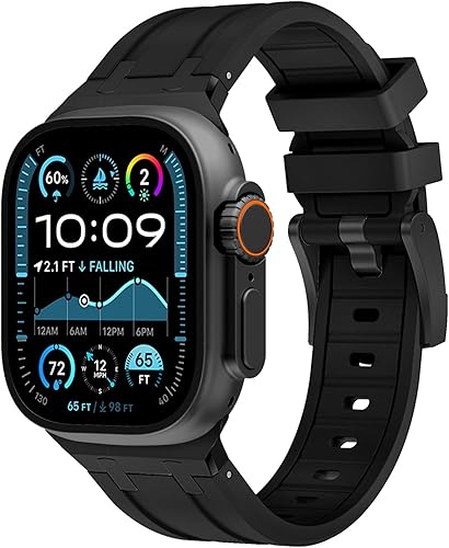 Wingle Correa de silicona líquida AP para iWatch Series 9 8 7 SE 6 5 4 3 2 1 con adaptador de metal, correa deportiva de lujo con adaptador de metal