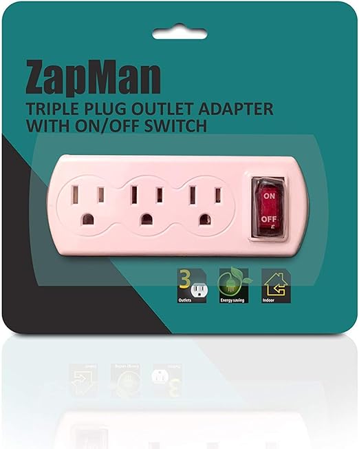 Triple Plug Outlet Adapter with On/Off Switch