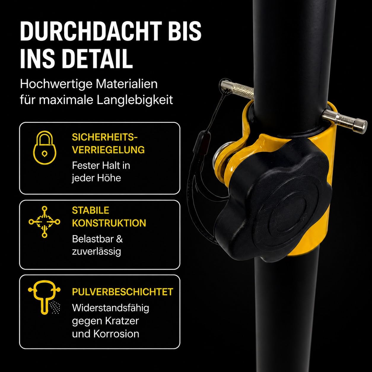Premium X 2er Set Lautsprecherstativ 105-165 cm, 2X Boxenstativ aus Stahl bis 50 kg, höhenverstellbares PA Stativ mit 35 mm Aufnahme, Sicherungspin & rutschfesten Kugelgelenk-Füßen