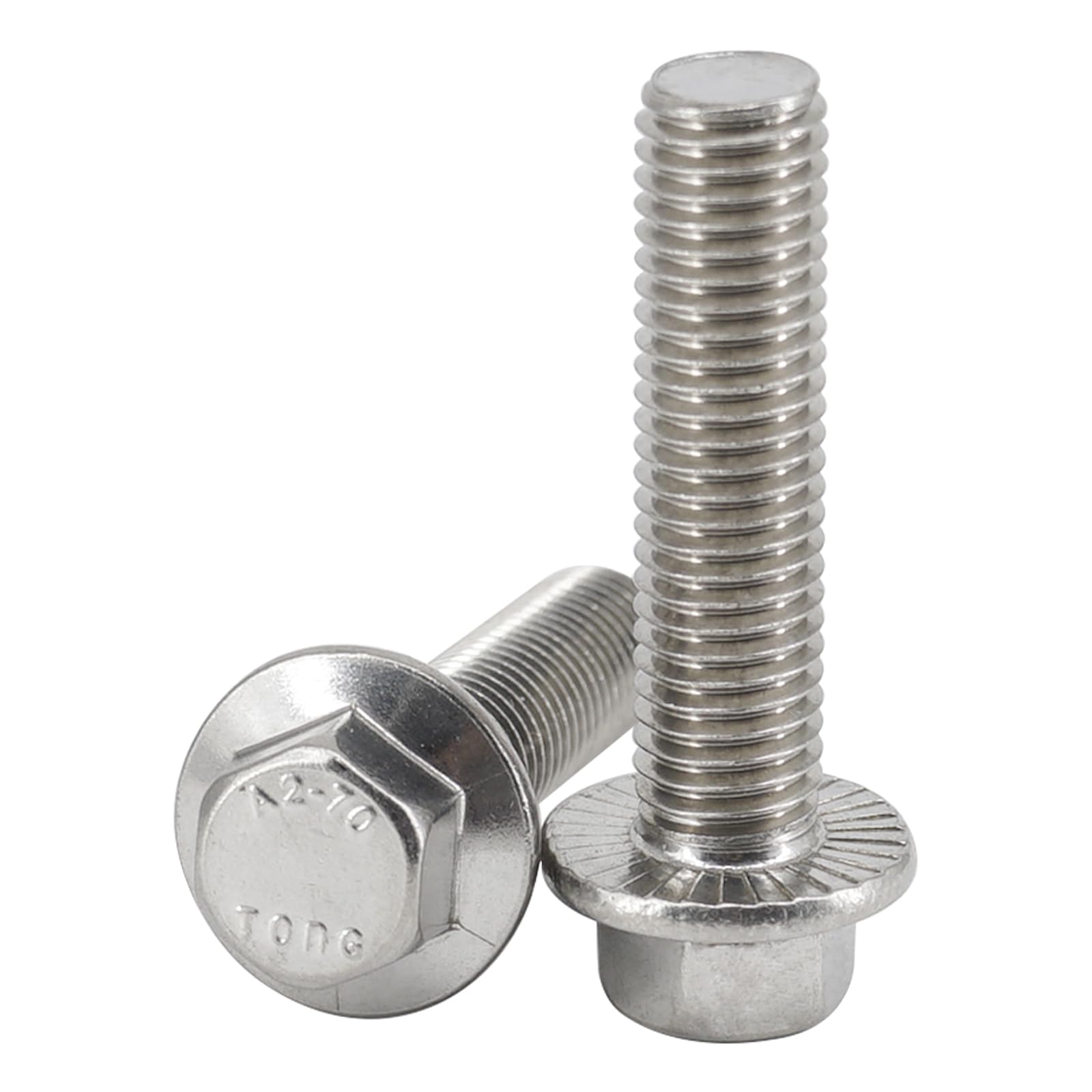 Tornillos de cabeza hexagonal M12 con brida integrada y roscado total en inoxidable 8
