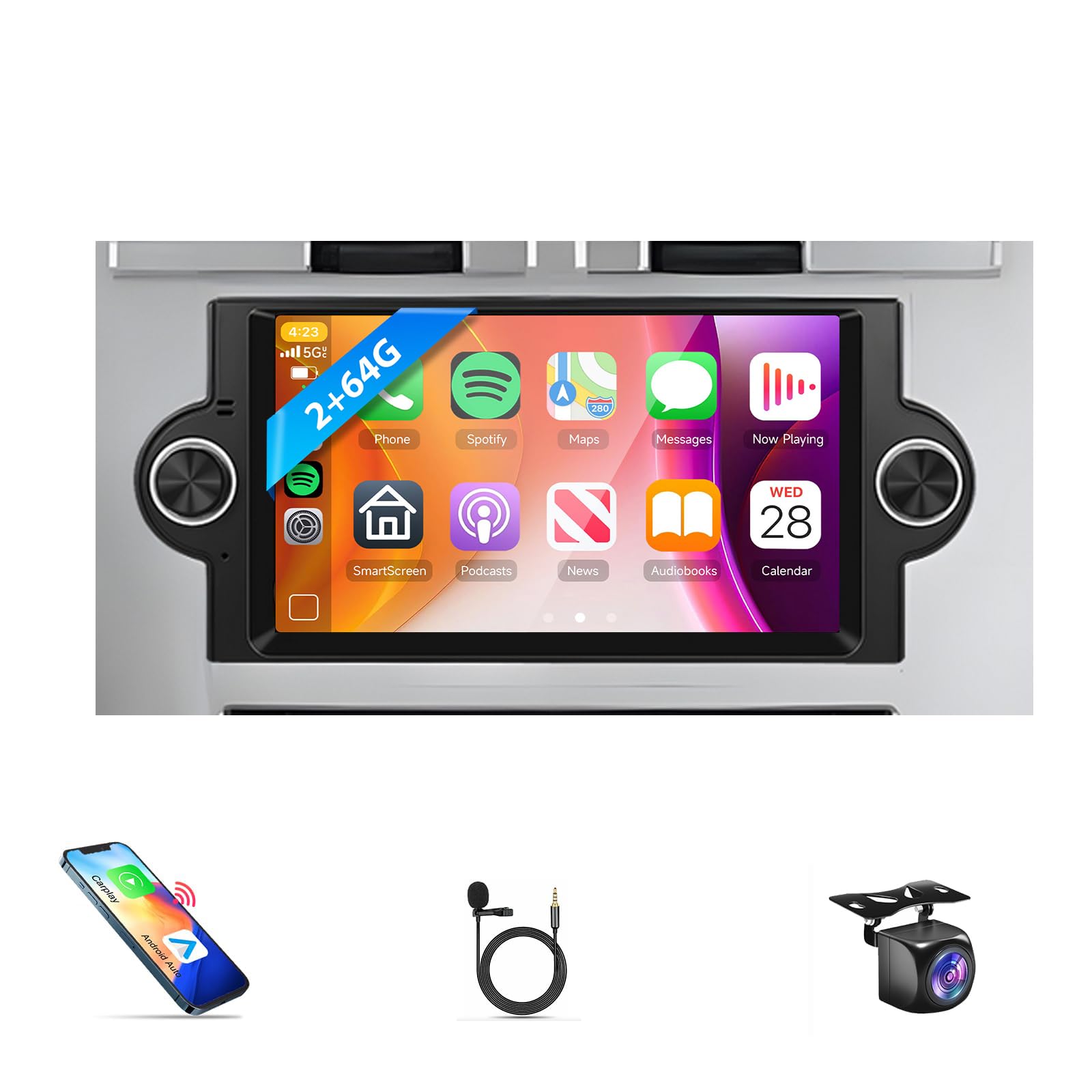 2G+64G Rimoody Android 13 Wireless Carplay Car Radio for Dodge Ram 1500 (06-08),Chrysler 300C (05-07),Chrysler PT Cruiser,Dodge Magnum,Jeep Commander/