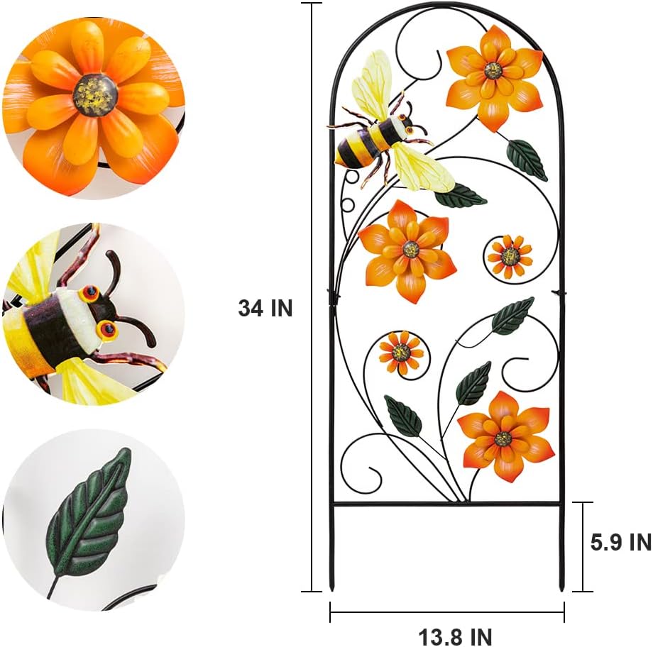 MEETYAMOR 34 Inch Decorative Garden Stakes, Outdoor Garden Decor Metal Flowers Bee Fall Gardening Decor Art Yard Signs, Outdoor Decorations for Patio Outside Yard Lawn : Patio, Lawn & Garden