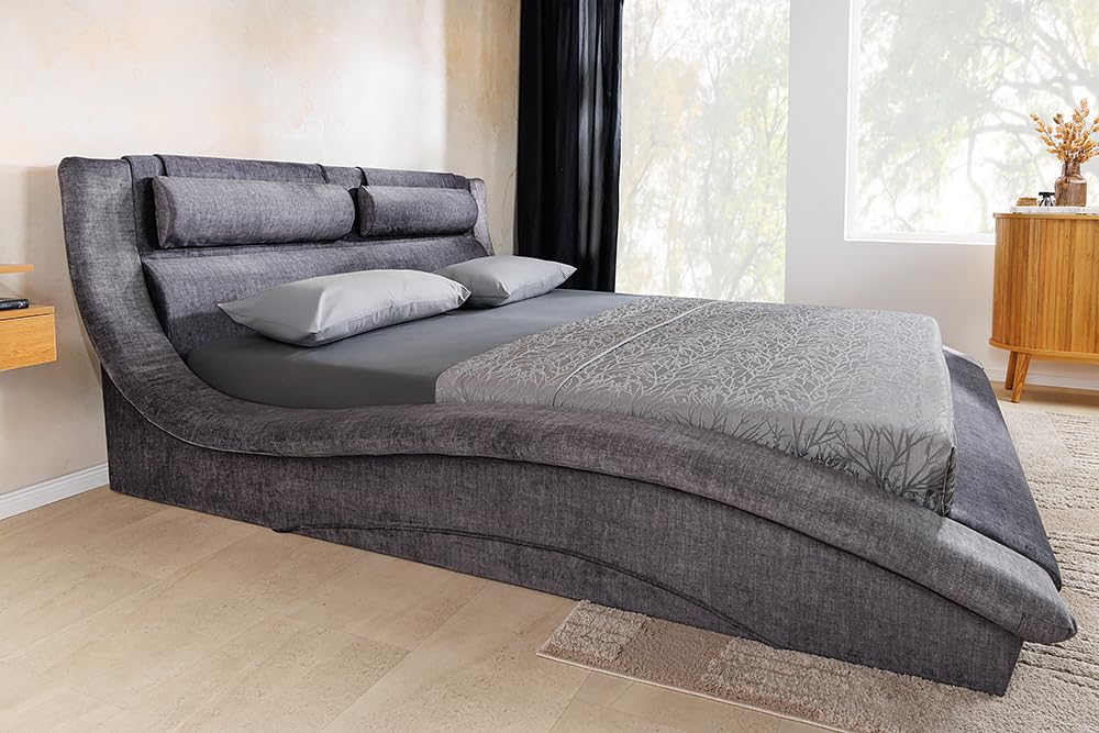 Boxbett SWING - 180x200cm - grau - Samt mit Stauraum Lattenrost Bettkasten