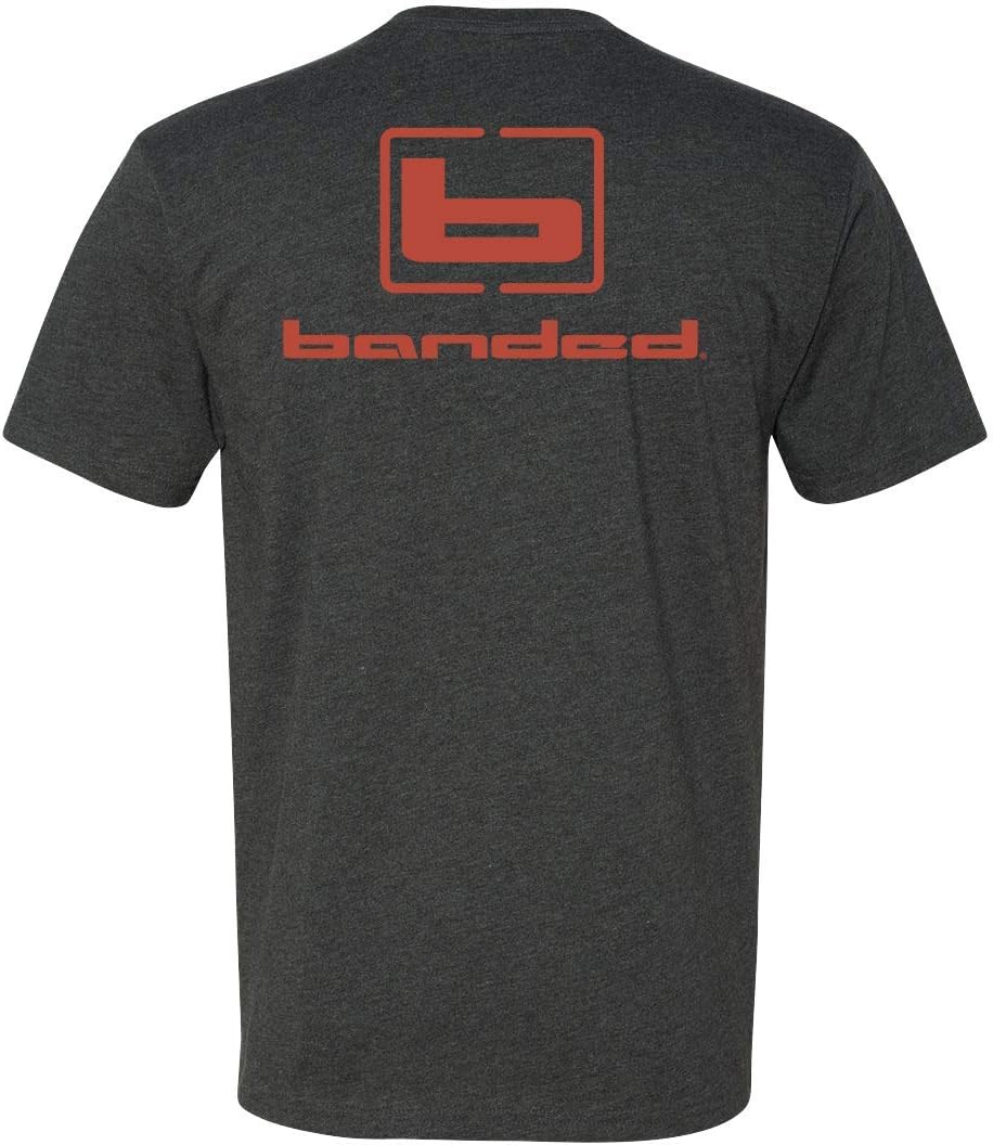 Banded Signature Short Sleeve Classic Fit T Shirt Charcoal Maroon XL