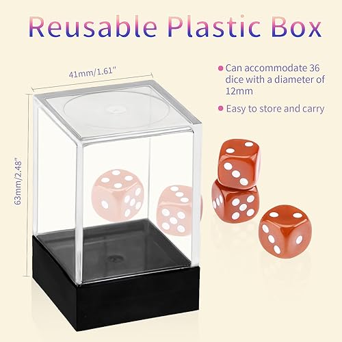 Vista 51 de Juego de 36 dados de 0.472 in de 6 caras de 0.472 pulgadas, juego de dados D6 de colores translúcidos, dados estándar de 6 caras