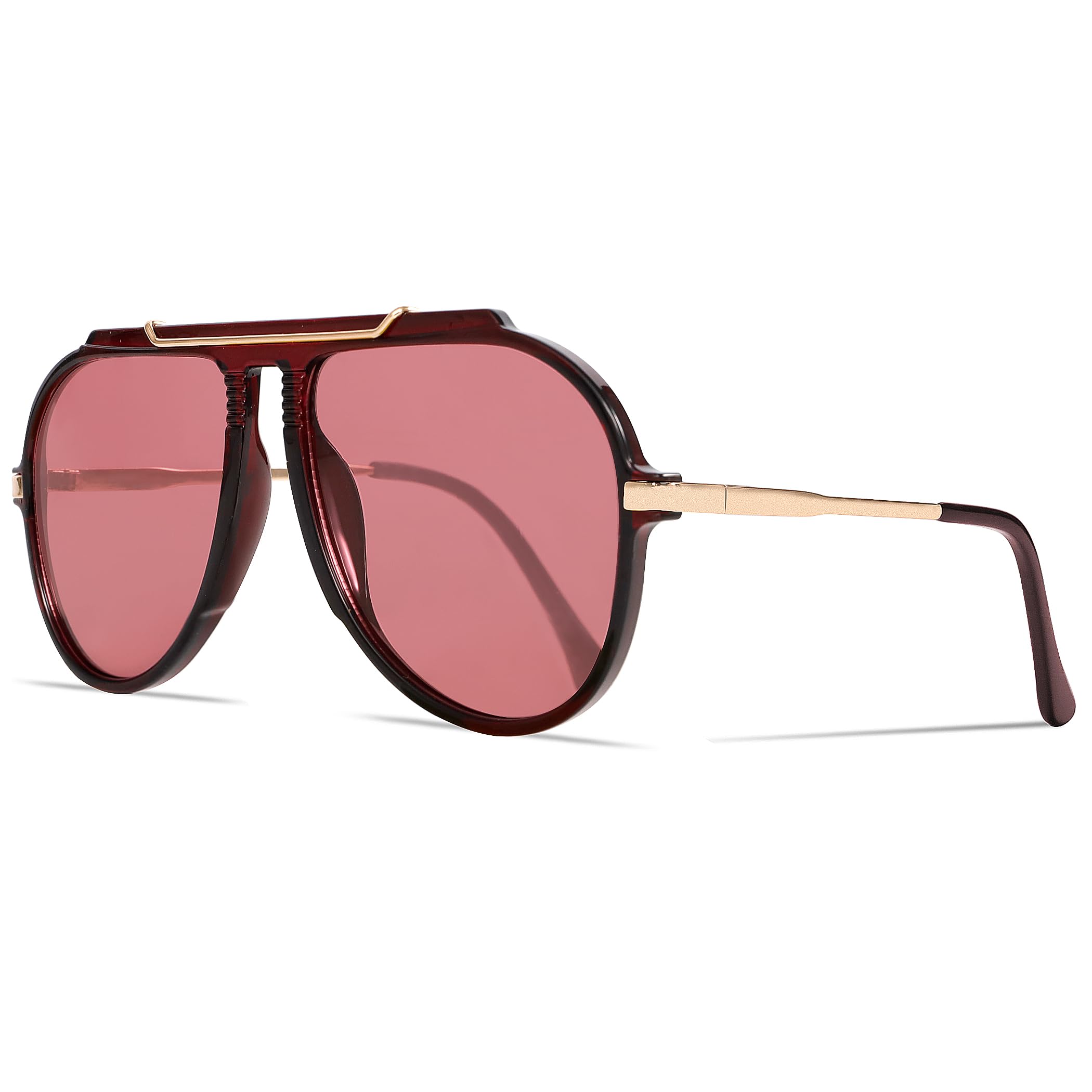 Oversized Aviator Sunglasses for Women Men 2026 70s Retro Gold Metal Sun Glasses Tangle Free Square Aviators