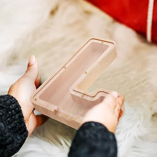 Miniatura 8 de Hucha transparente irrompible tarro de dinero portátil alcancía de madera decoración de mesa lindo banco de monedas banco de monedas de madera