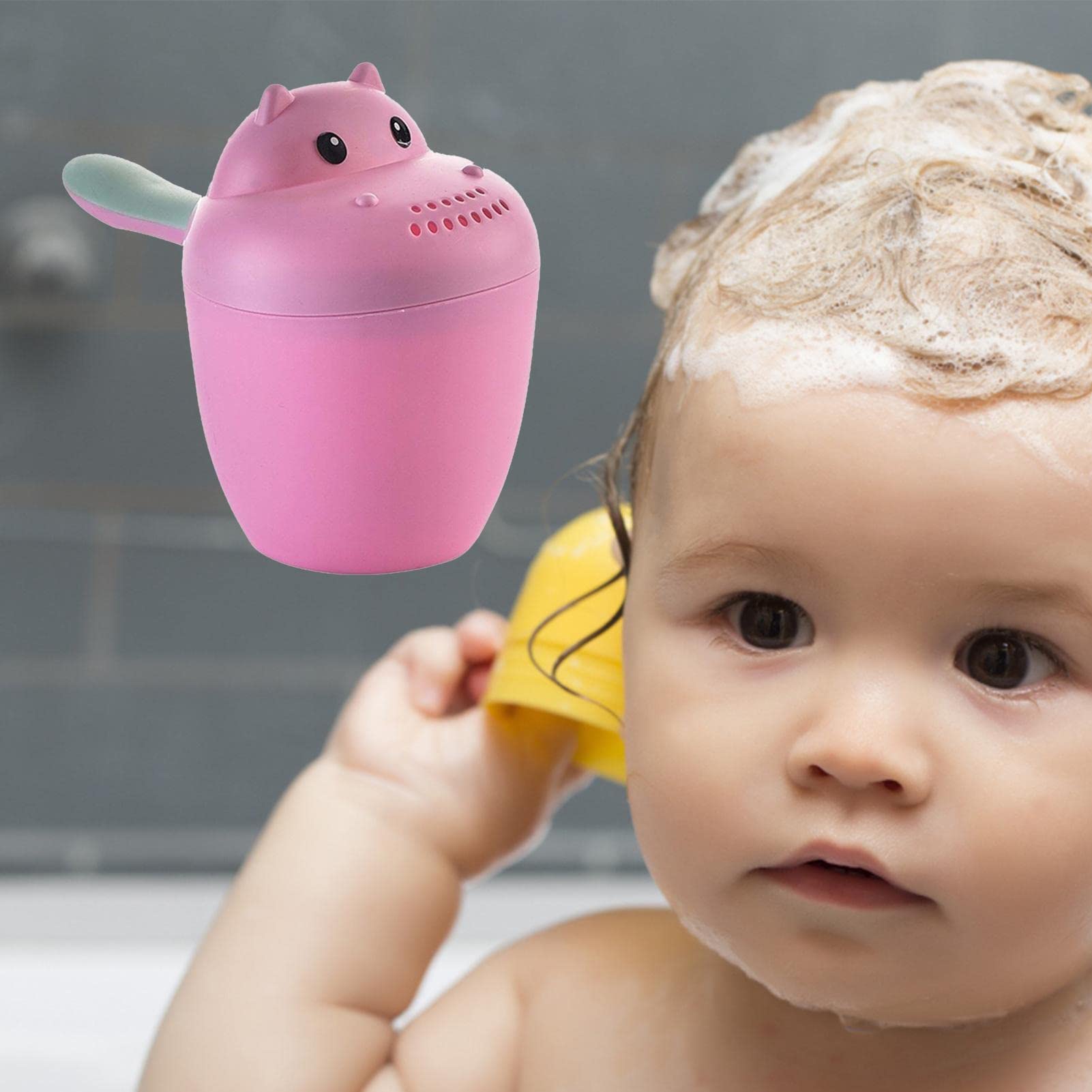 Hippopotamus, bicchiere per lavare i capelli, per bambini, con motivo a cascata, per bambini, per la casa e i viaggi, 19 x 15 x 7 cm - 4