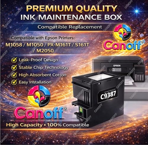 Image of CANOFF Maintenance Box Replacement for Epson M1050 M1058 M2050 PX-M161T S161T Printers, Waste Ink Collector Unit Compatible with C9387 PXMB11 Durable Replacement Part for Inkjet Systems