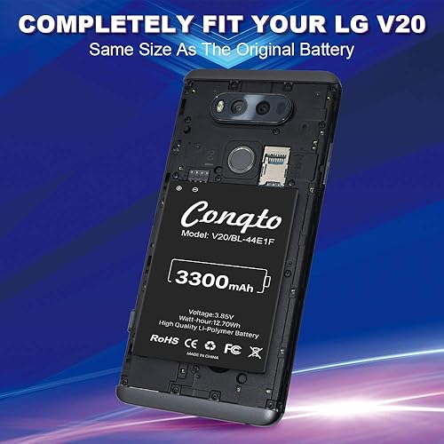 Miniatura 4 de SHENMZ 3300 mAh Batería LG V20, (nueva versión 2024) Conqto nueva actualización de 0 ciclos duradera batería extendida repuesto para LG V20 BL-44E1F