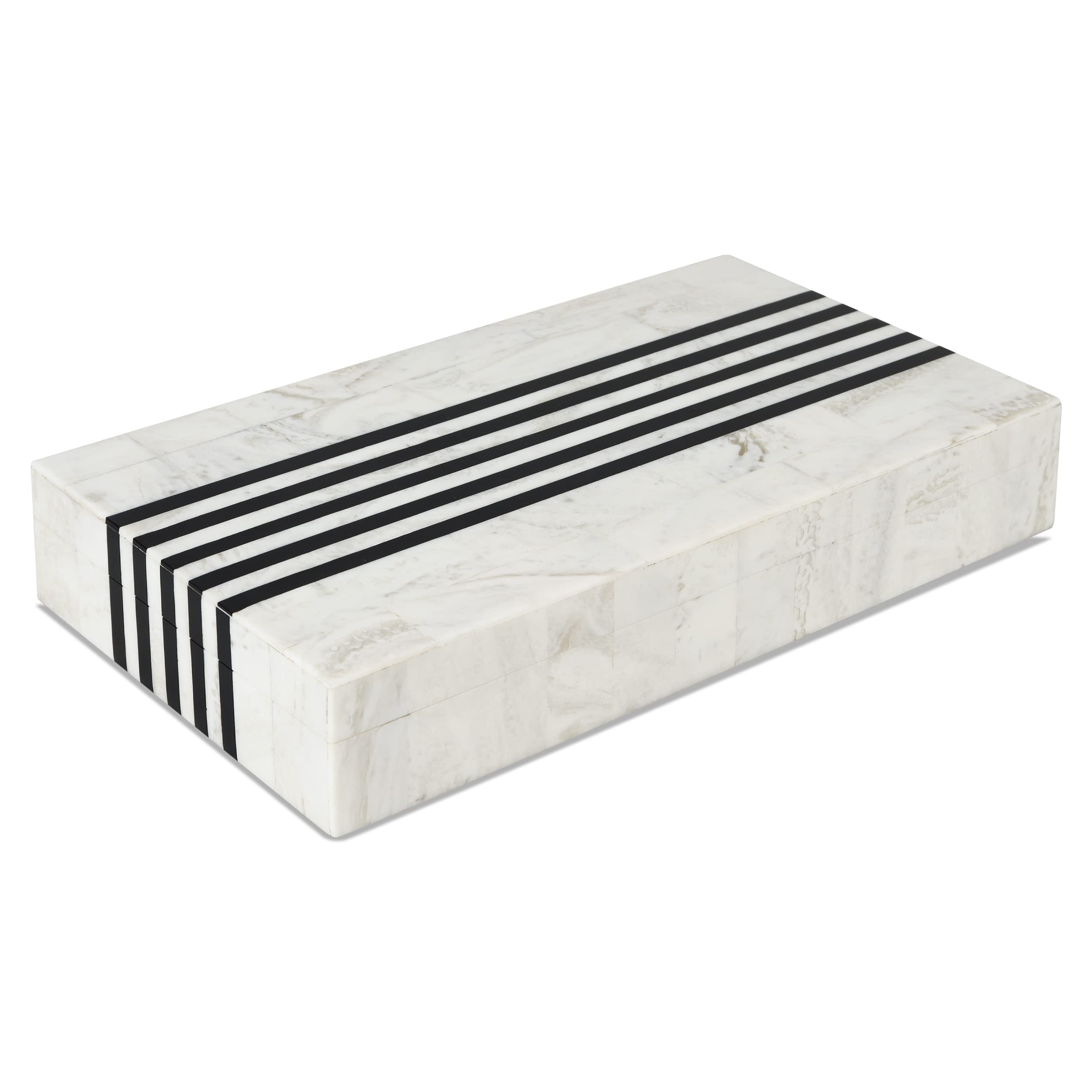 Handicrafts Home Large Decorative Storage Box with Lid, Black White Modern Storage Box