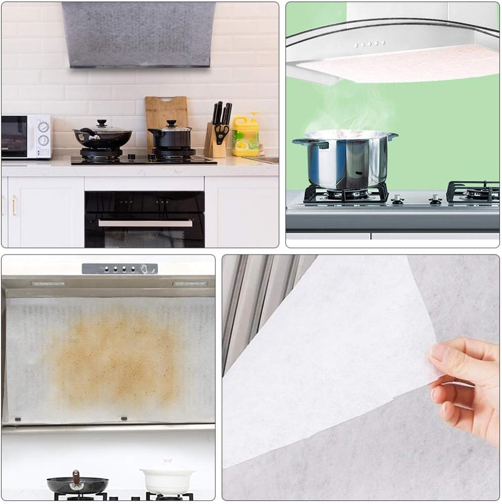 Range Hood Grease Filter 2 Rolls Kitchen Oil Filter Paper Oil-Absorbing Sticker for Range Hood (5M,White)