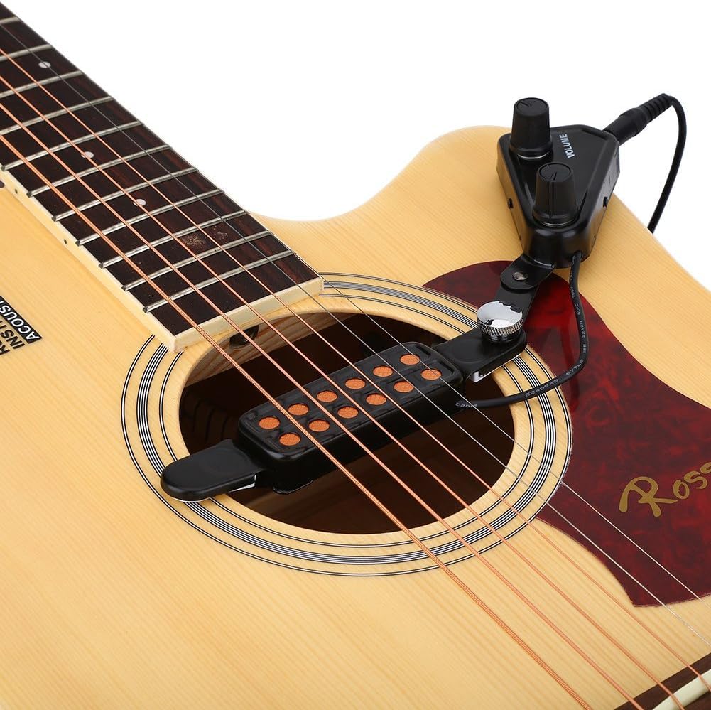 Dilwe 12 otworów Pick-up gitara akustyczna, przetwornik magnetyczny z tunerem tonowym do gitary akustycznej