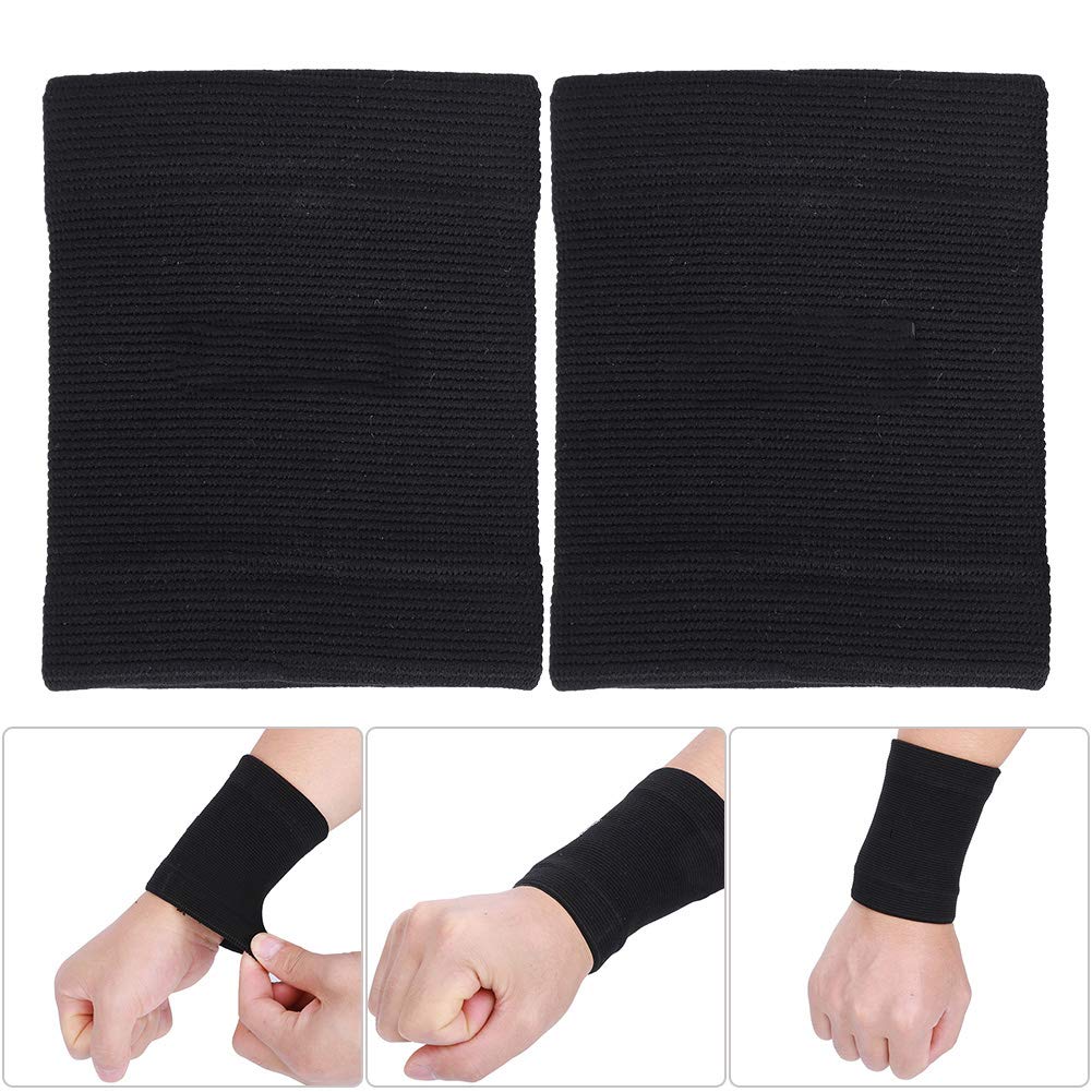 Bnineteenteam 1 Paio di Tutore da Polso per Esercizi, Fibra di Poliestere Nera Sport per Esterni Super Elastico Lavorato a Maglia Polsino Flessibile Antidolorifico Protezione da Polso