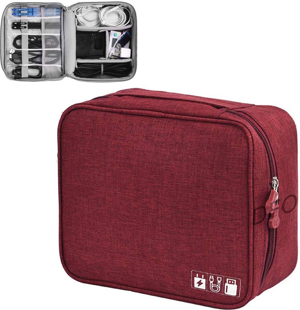 AREO (Red Travel Electronic Accessories Organizer Bag Case for Cable Charger (B08R8GP2ZW) Amazon Price History, Amazon Price Tracker