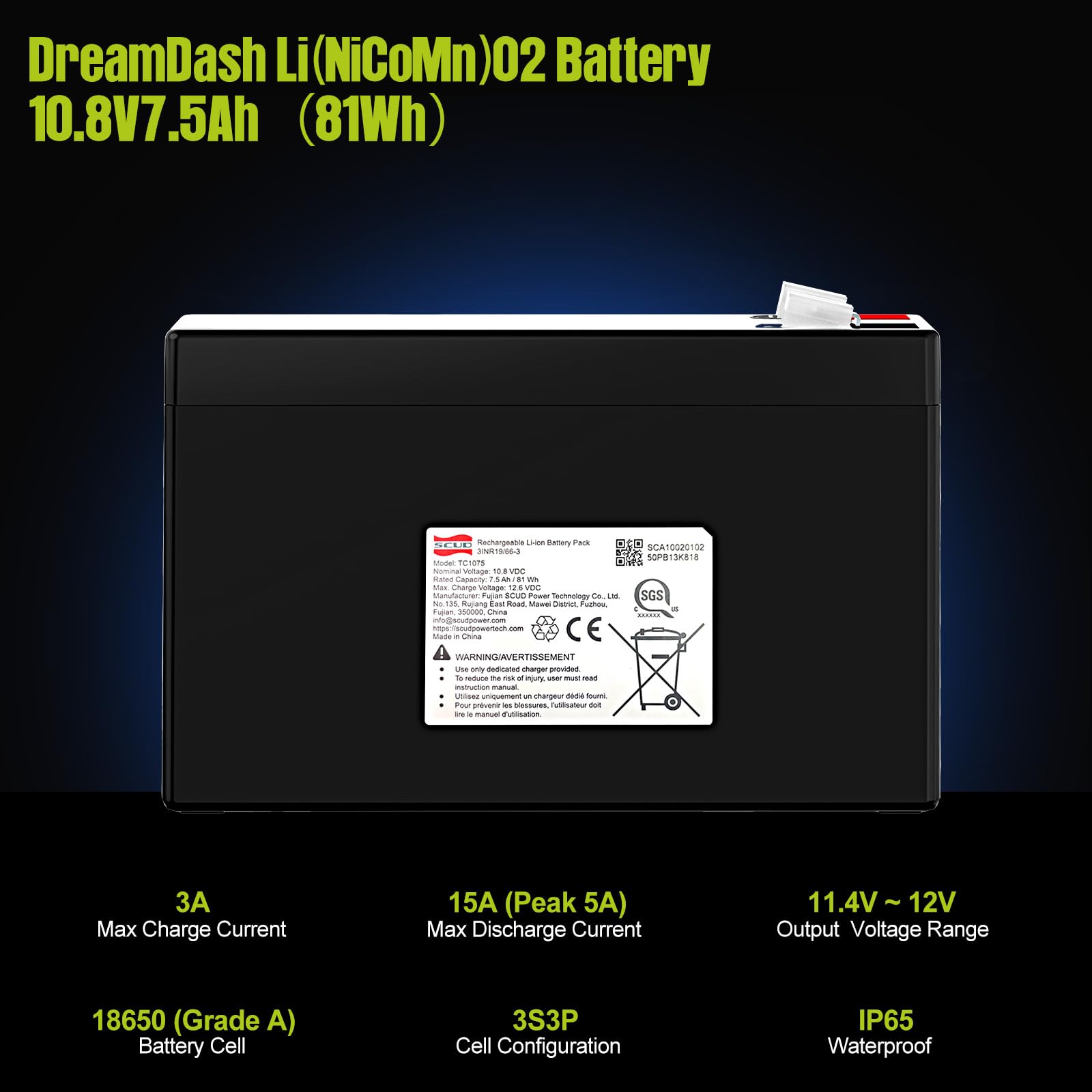 DREAMDASH 12V 7AH Battery Rechargeable Sealed Lead Acid Lithium Battery,Li-ion Batteries 12v with 7A BMS,2000+ Deep Cycles Batteries for Kid Ride-on Toys Car Solar System Scooter Fish findery