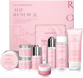 Christmas Gifts for Woman Skin Care Routine Kit for Women, Rose Essential Oil+Retinol+ Vitamin E, 10-Piece Complete Skin Care Set, Self Care Skin Care Set, Birthday Gifts for Women