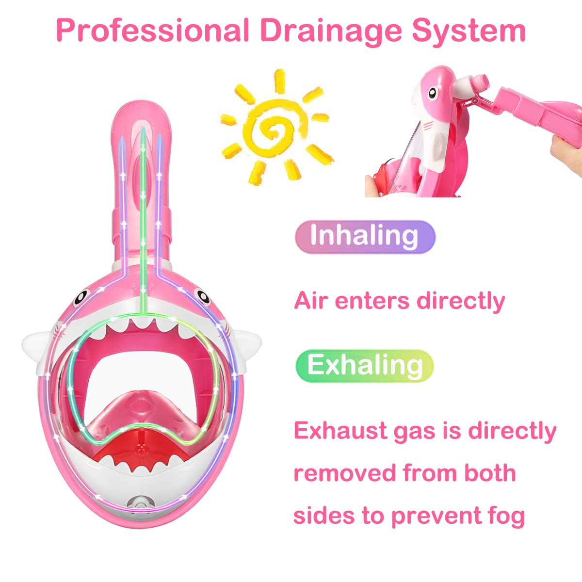 Masque Plongée Enfant Intégral - Anti-buée 180° Avec Tuba Dry Top