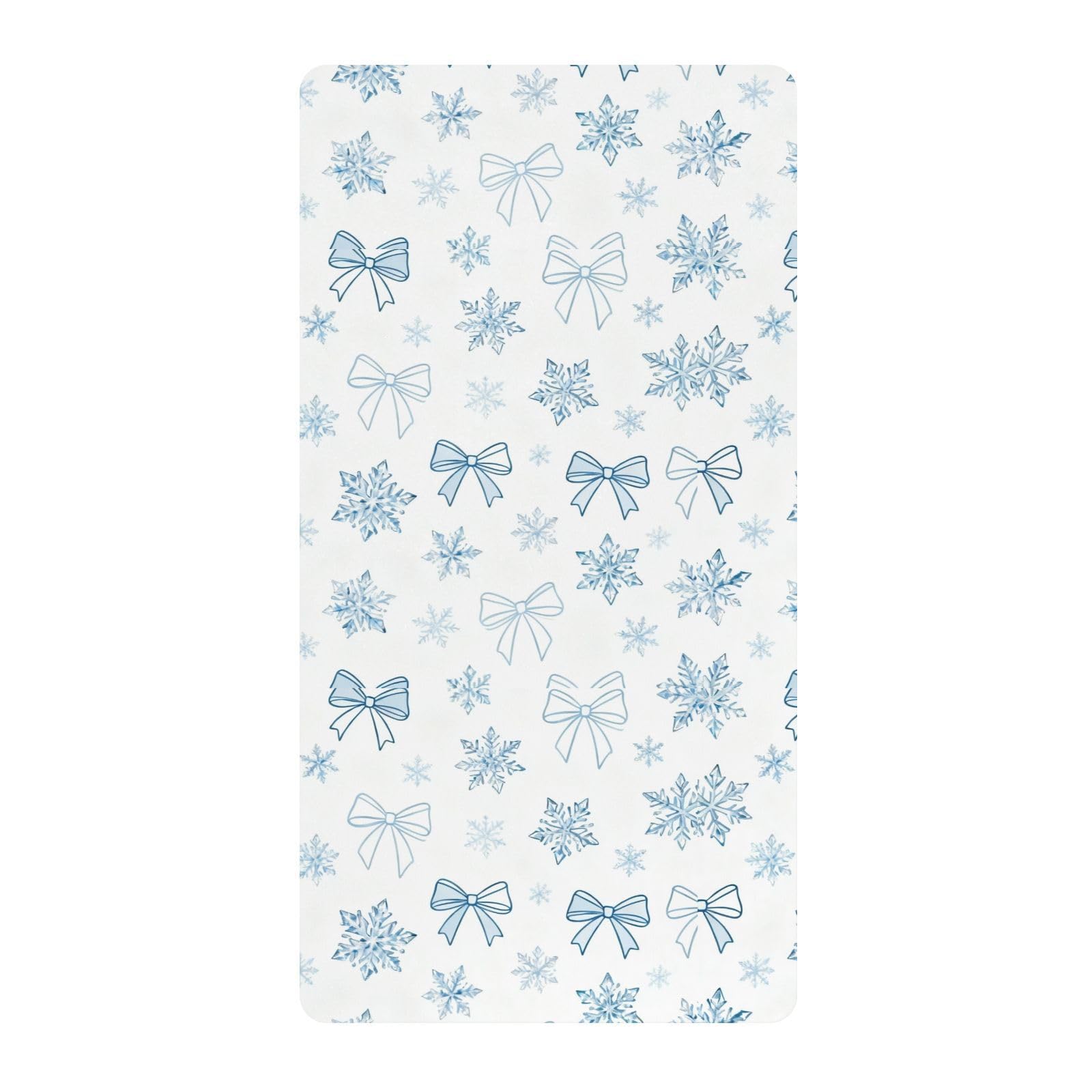 Drap de berceau en coton premium motifs flocons pour chambre bébé bleu clair