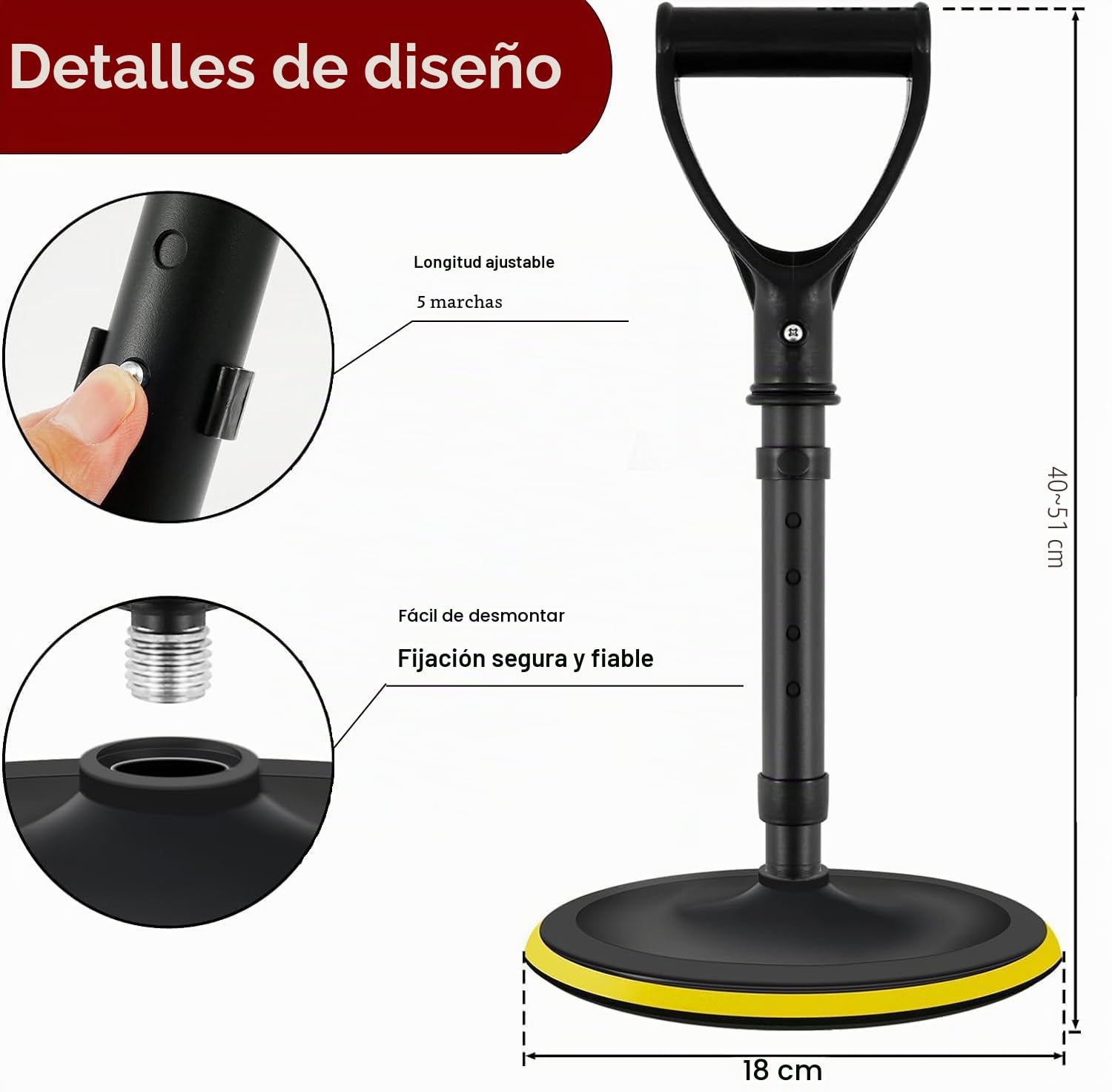 Ayudas para Ponerse de pie, Ayuda para levantarse de Altura Regulable, Bastón con Ayuda para levantarse del Suelo Personas Mayores, Aaccesorios para la Vida Cotidiana accesibles
