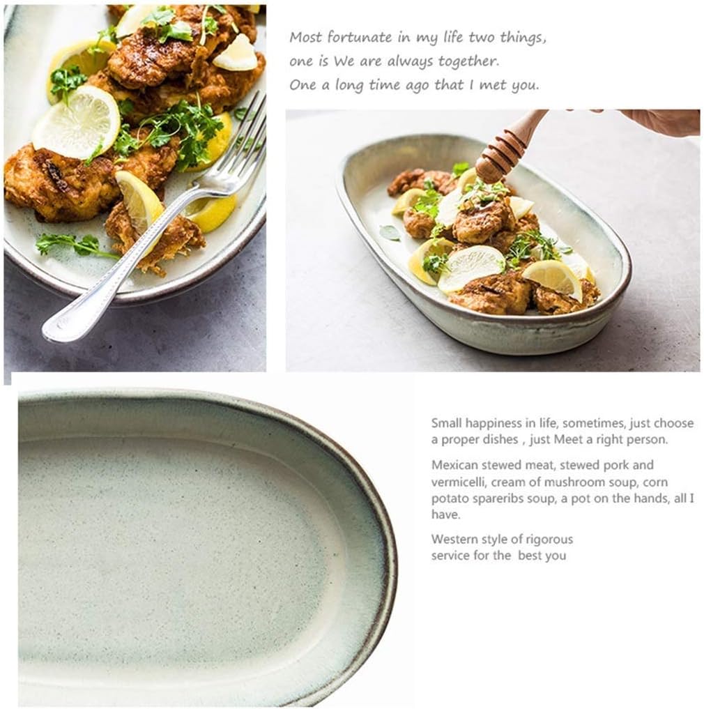 Retro Plate-Ceramic Dessert/Appetizer Plates, Rectangular Salad Plates for Fruit, Cheese, Dessert, Lunch and More