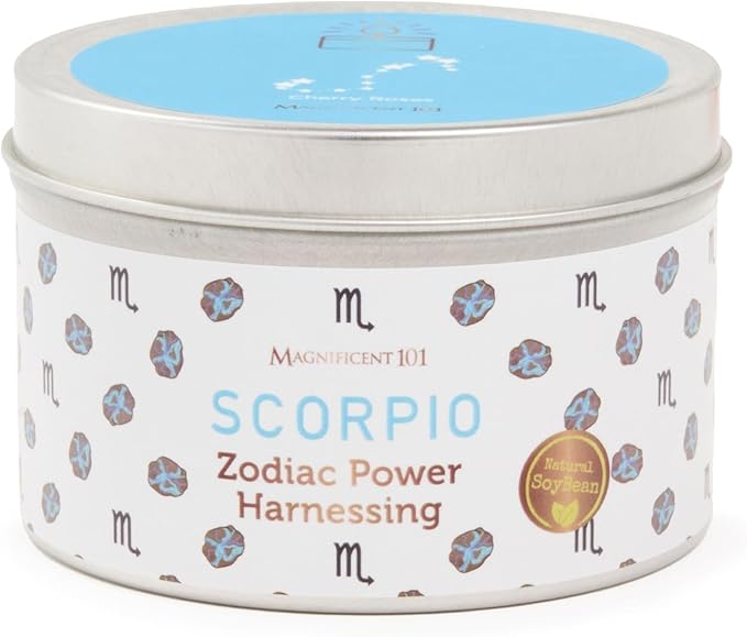 Magnificent 101 Scorpio Zodiac Sign Candle - Scented Soy Wax - Choose Your Birthdate - Great Holiday Favor for Horoscope Fans - 6 oz Tin Holder