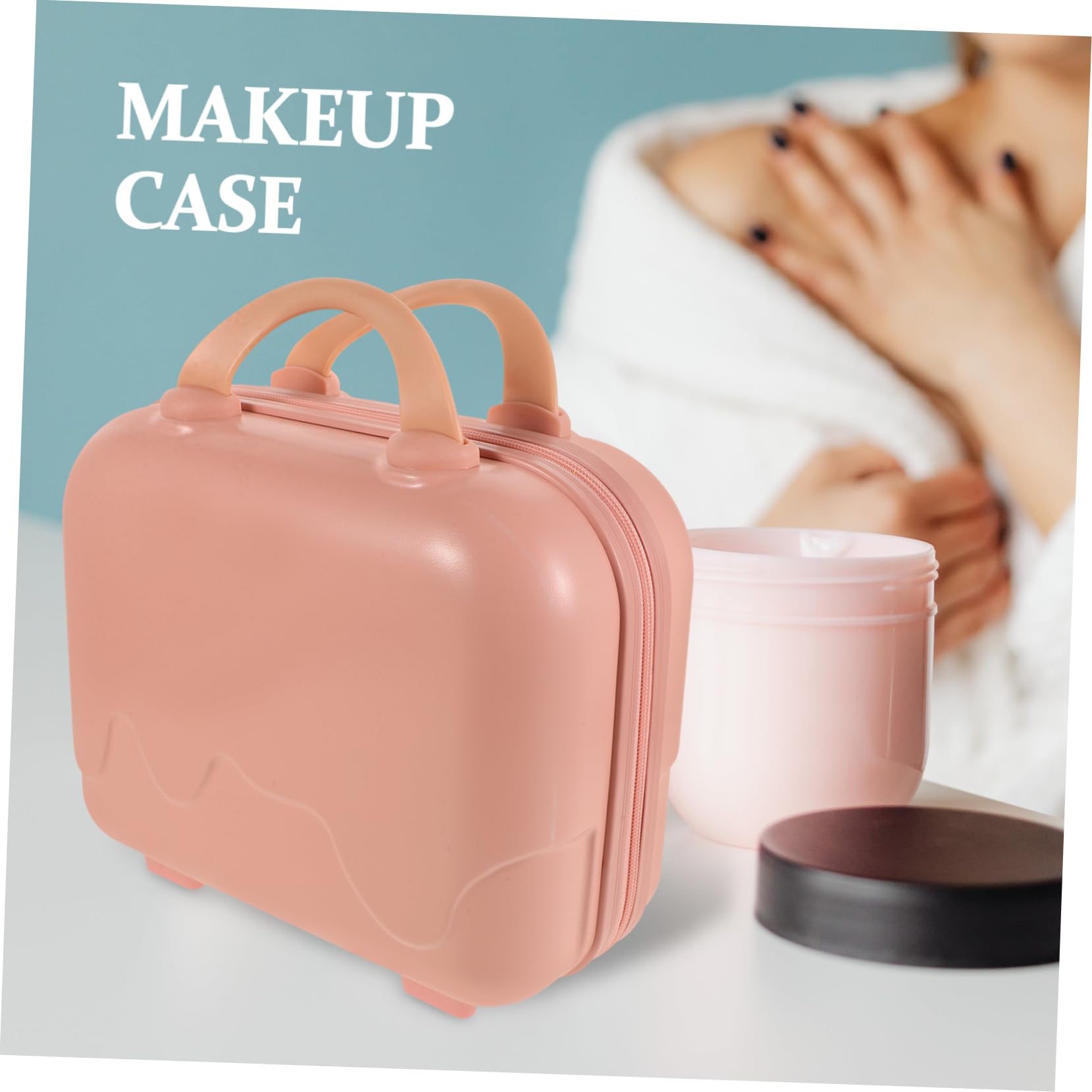 Borsa Trucchi Rigida Rosa Grande Capacità per Viaggio e Storage | Abs e Poliestere, Livelli e Scomparti, Design con Maniglia, Uso Pratico per Donne