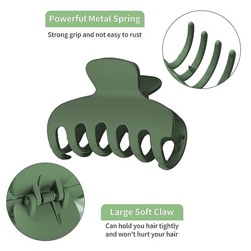Miniatura 4 de Vsiopy Pinzas de pelo medianas y grandes para mujer, clip de garra grande para cabello rizado grueso, paquete de 4 pinzas de agarre fuerte, pinzas