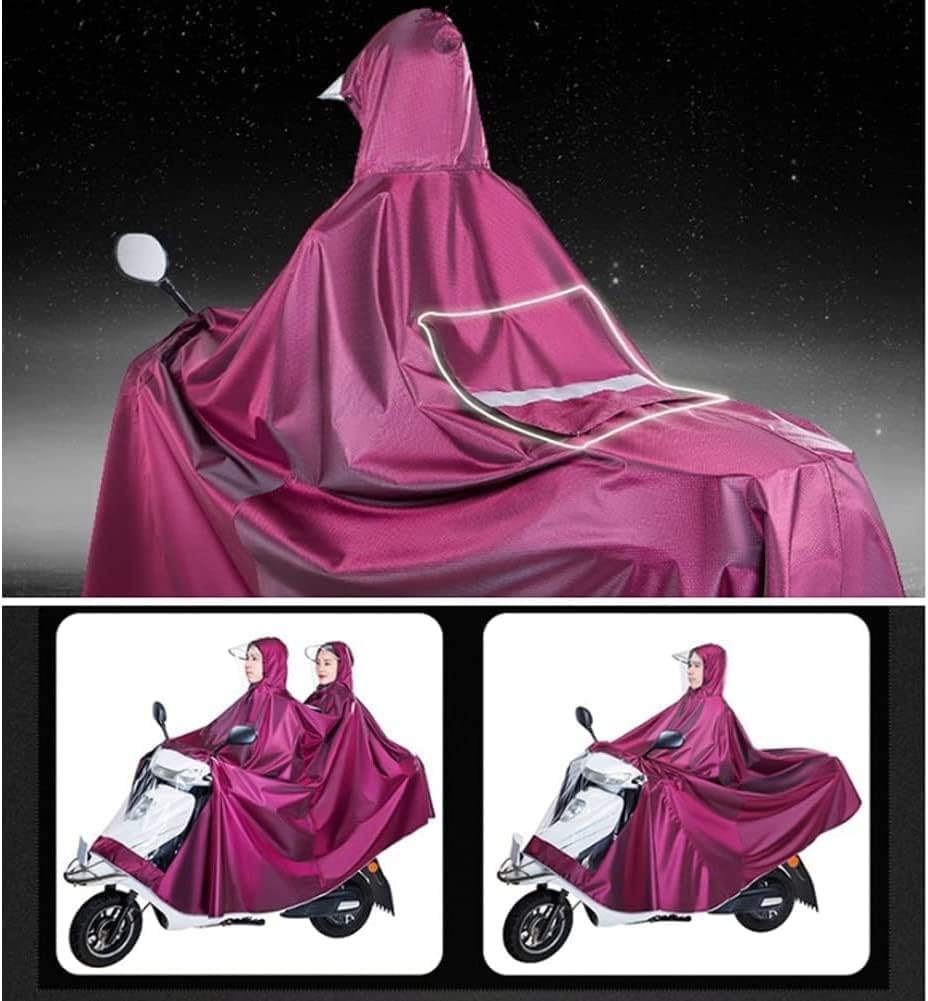 Capa de Lluvia for Bicicleta, Poncho Impermeable, Poncho de Motocicleta Hombres Mujeres Ciclismo Capa de Lluvia Poncho con Capucha Capa de Lluvia a Prueba de Viento Mobility Scooter Cover (Color : Red