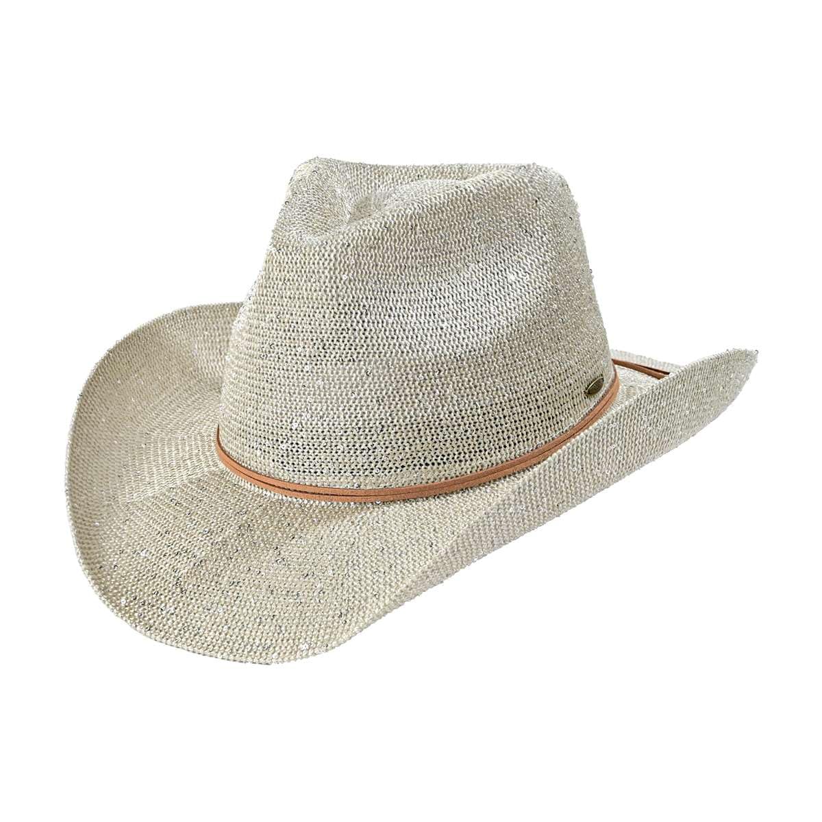 C.C Sparkly Sequin Cowboy Hat with Suede String Trim