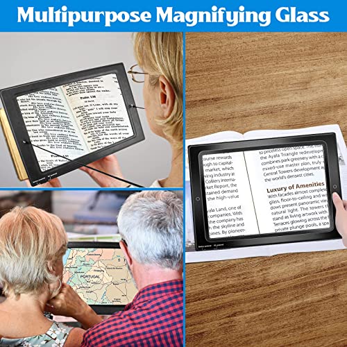 Loupe de lecture 5X avec 50 LED et support pliant réglable - 7