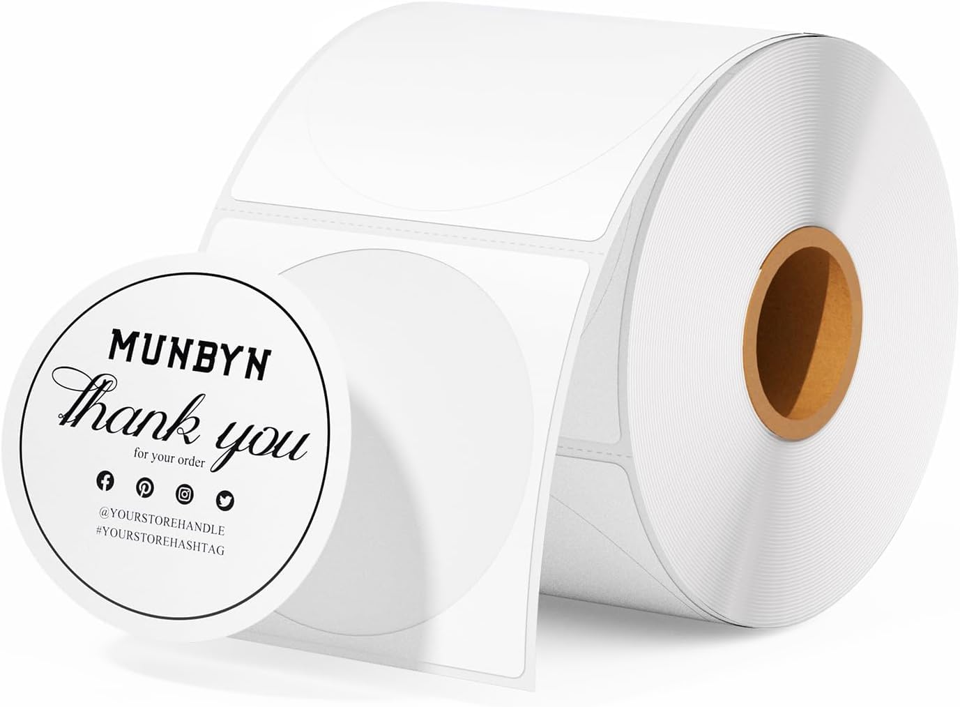 MUNBYN 2" x 2" White Circle Thermal Sticker Labels for Thermal Printer, 750 Labels/Roll, Self-Adhesive Round Direct Thermal Labels, Multi-Purpose Roll Stickers for Business image 6