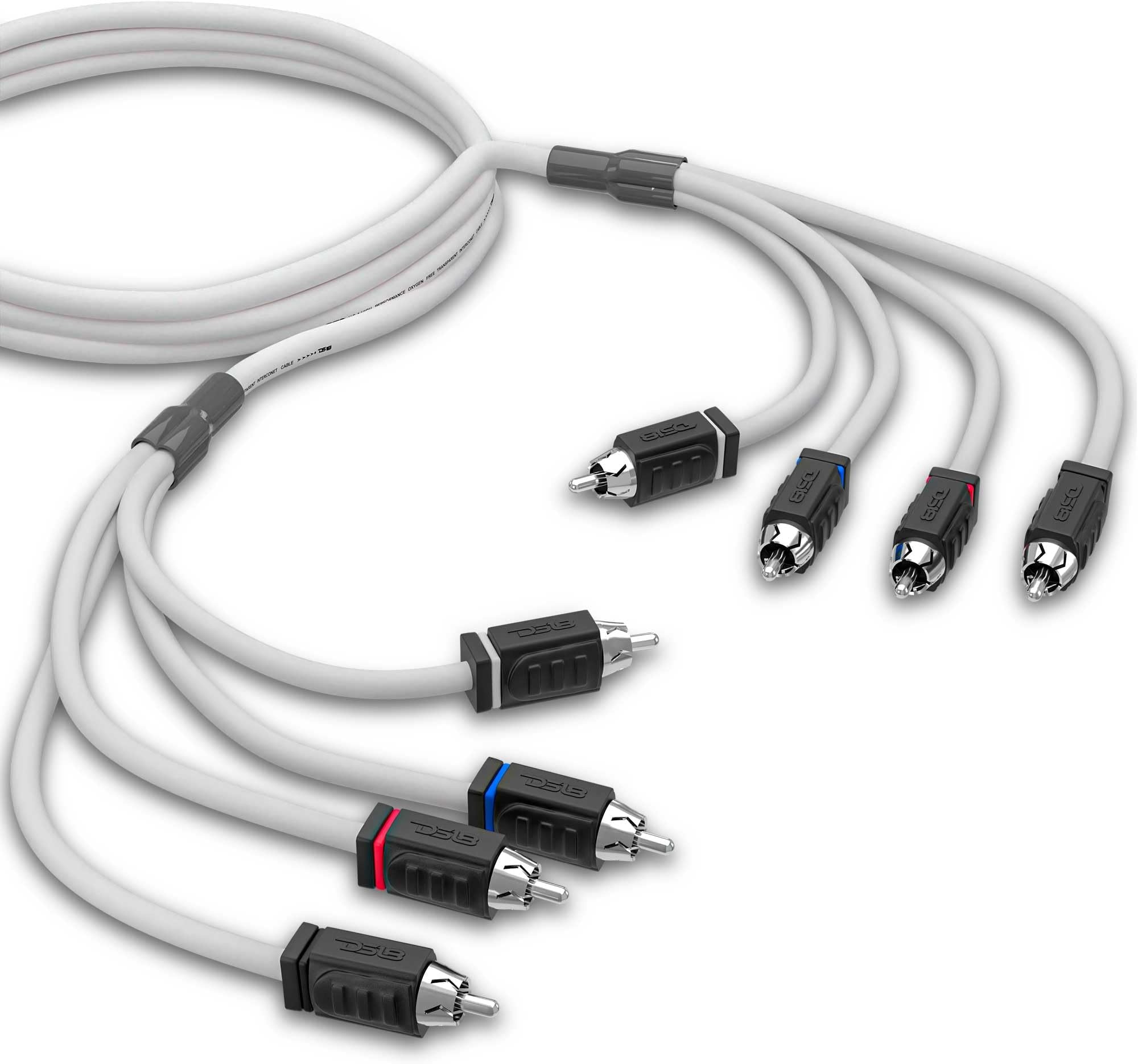 DS18 MOFCR-6FT.4CH 6 Foot 4 Channel Waterproof OFC Marine RCA Audio Interconnect Stereo Cable - 6 Feet