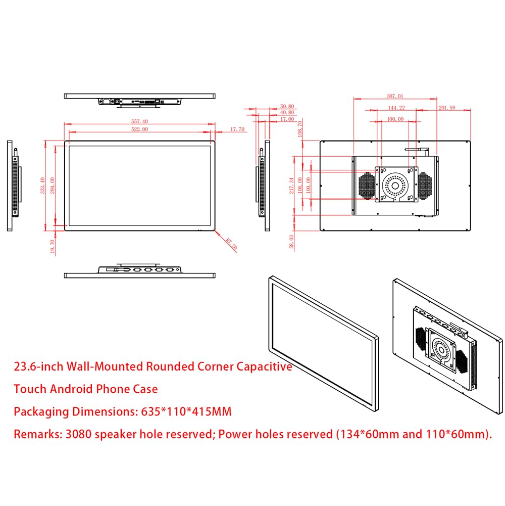 Monitor per Computer Industriale Touchscreen da Parete 23.6"