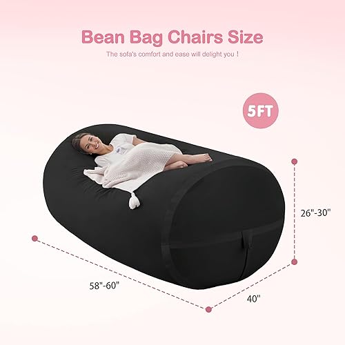 Miniatura 77 de HABUTWAY Puf gigante de 2 pies para adultos, con relleno de espuma viscoelástica, puf grande con funda de terciopelo holandés extraíble para sala de