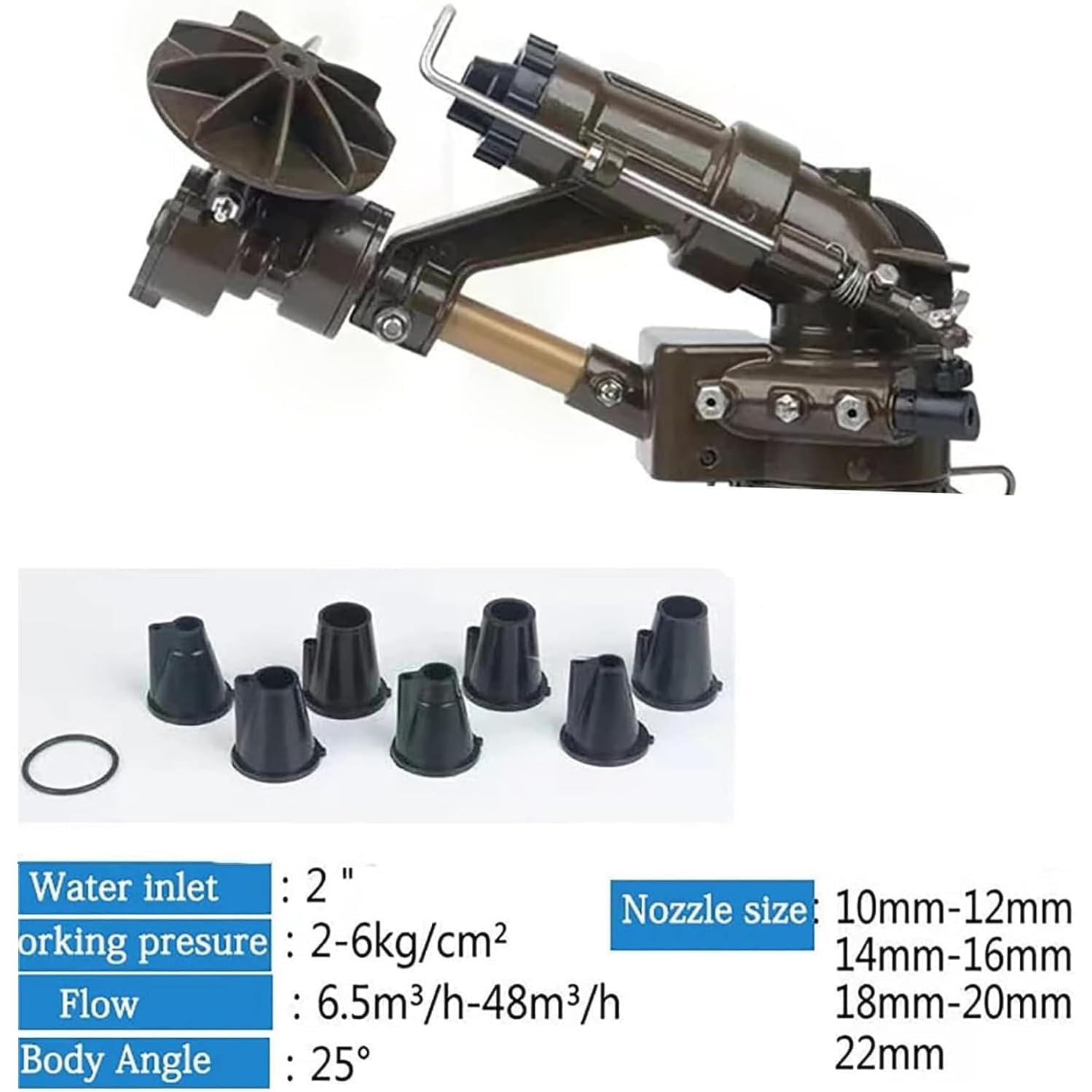 Pistola de lluvia de impacto automática con rotación de 360°, solución de riego de gran área para riego eficiente de huertos y jardines de té