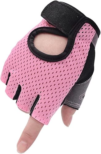 Miniatura 1 de PRETYZOOM Guantes de entrenamiento de medio dedo para mujer con palma de silicona antideslizante, transpirables, absorben el sudor, para