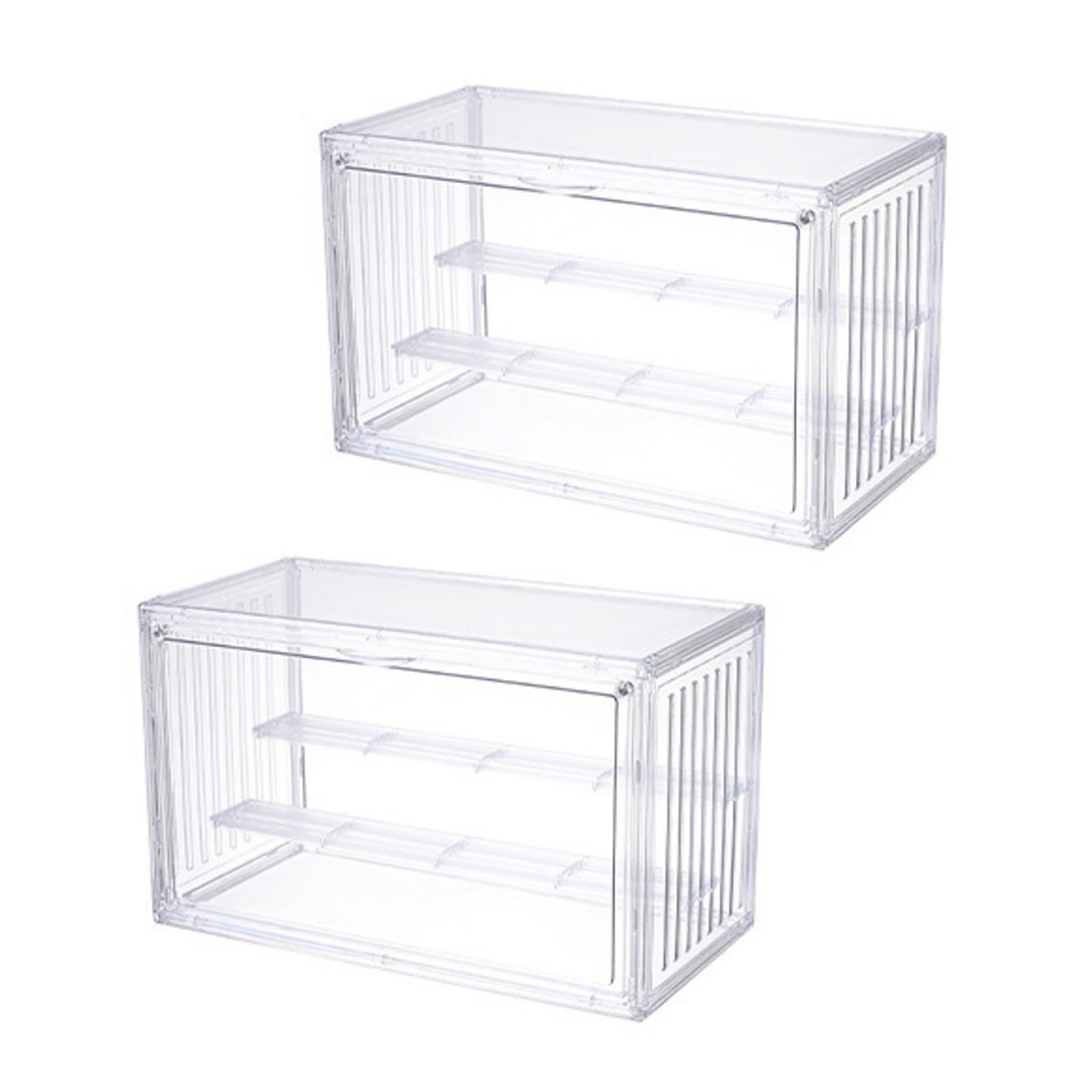 Lot de 2 vitrines transparentes anti-poussière avec couvercles rabattables pour poupées, organisateur de figurines pour cosmétiques, jouets durables pour figurines, modèles de poupées, bijoux à