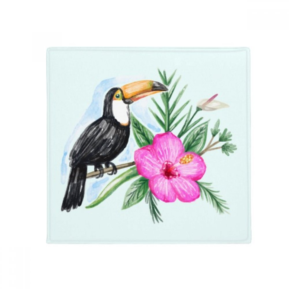 Tapis de sol multicolore motif oiseau tropical 50x50cm pour décoration entrée et porte