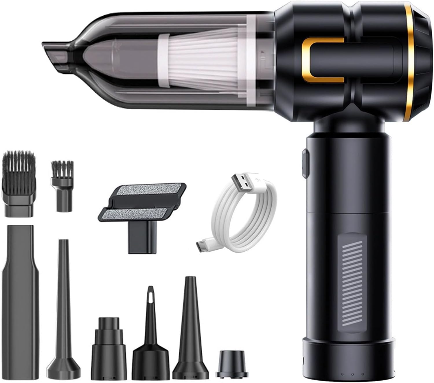 Multifunctional Cordless Car Vacuum Featuring Removable Battery for Outdoor Use High Suction and Easy Type C Charging LED Flashlight Vacuum