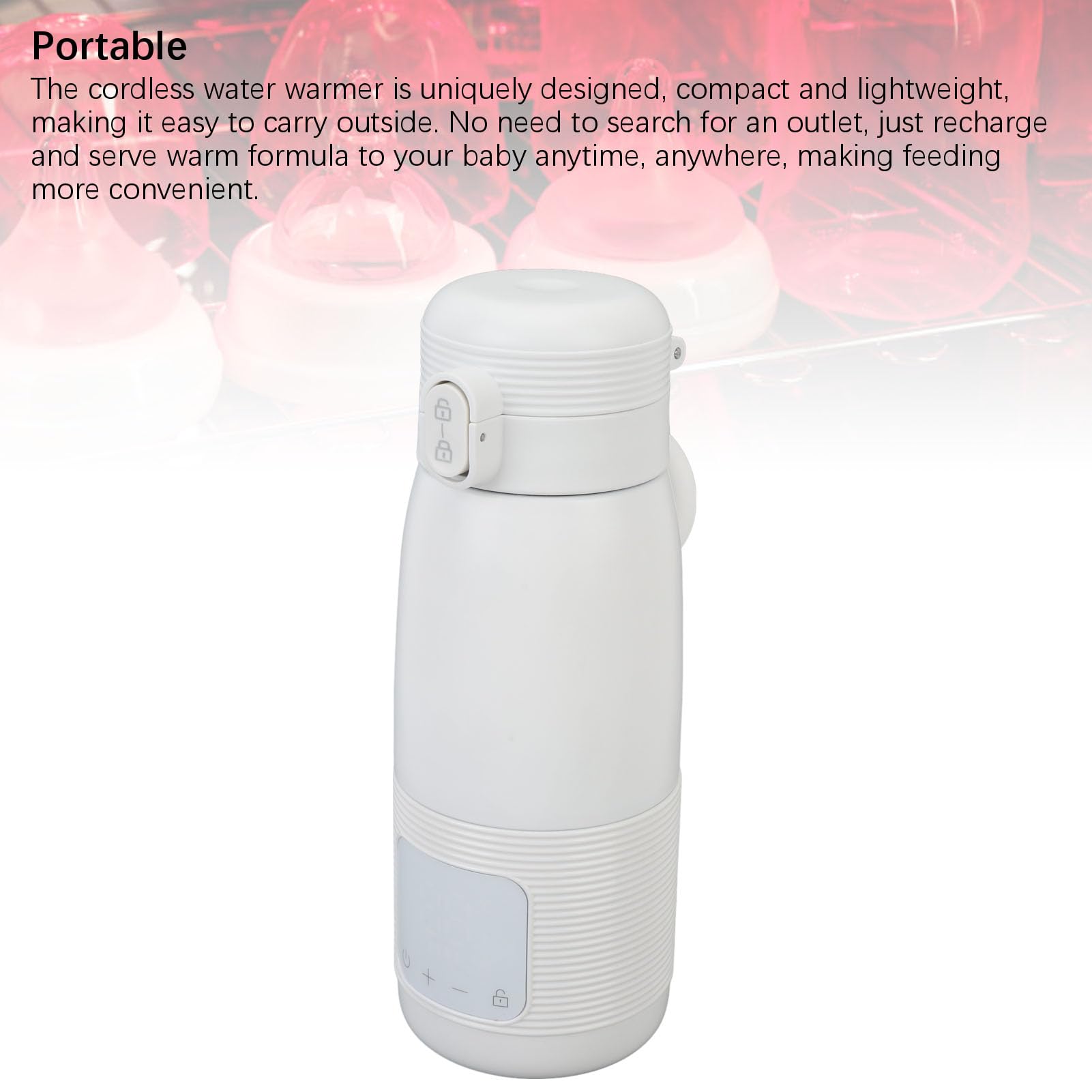 Calentador de Biberones Portátil para Viajes de bebé, Inalámbrico, de Temperatura Constante, Recargable por USB, Calentador de Agua de Viaje para Leche materna. (500 ml)