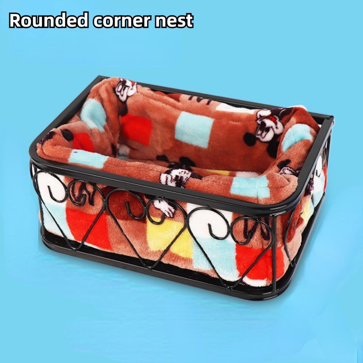 Rat Hammock for Cage Chew Proof Rat Toys Warm Bed, Small Animal Hanging Iron Basket Ferret Cage Accessories and Habitats Removable Nest Mat for Hamster, Sugar Glider, Hedgehog (Black Iron,Mouse)