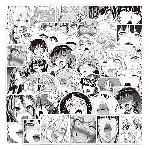 52Pcs Lust Face Hentai Waifu Sexy Anime Stickers Water Bottles Laptop Car Hydroflasks Phone Guitar Skateboard Kawaii Hot Lady Loli Vinyl Sticker Waterproof Aesthetic Decals for Teens Boys Adults