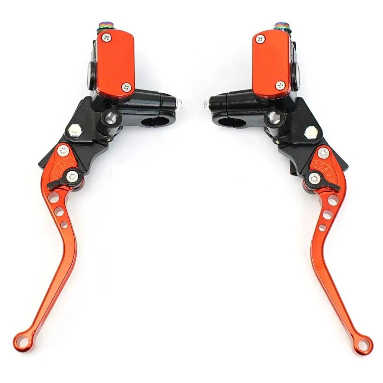 Kit d'embrayage Hydraulique Universel pour Guidon Moto De 7/8 Pouces 22 Mm Kit Tuyau Huile Maître-Cylindre De Frein Frein Main Embrayage Leviers(Orange Kit)