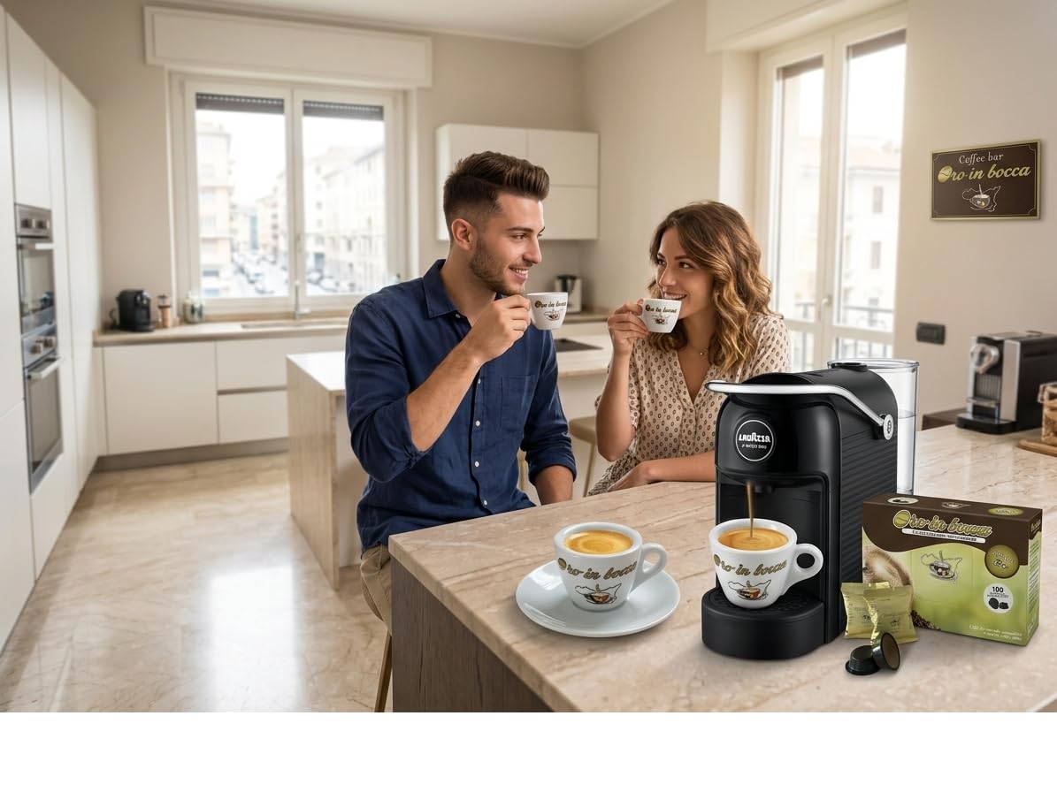 Oro in Bocca Capsule Caffè Compatibile con Lavazza A Modo Mio – Miscela Arabica e Robusta per Espresso Cremoso, Aromatico e Bilanciato, Gusto Autentico Italiano (Oro) (200, Oro)