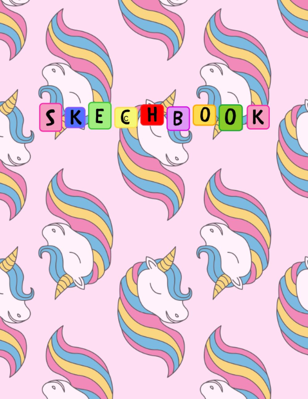 Sketchbook: Cute Unicorn , Large Blank Sketchbook For Girls, 100 Pages, 8.5" x 11", For Drawing, Sketching & Crayon Coloring (Kids Drawing Books)