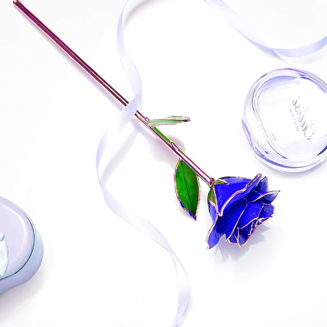 Rose trempée en or 24 carats avec support - Cadeau romantique pour la Saint-Valentin et la fête des mères, anniversaire, cadeau pour elle, épouse, petite amie