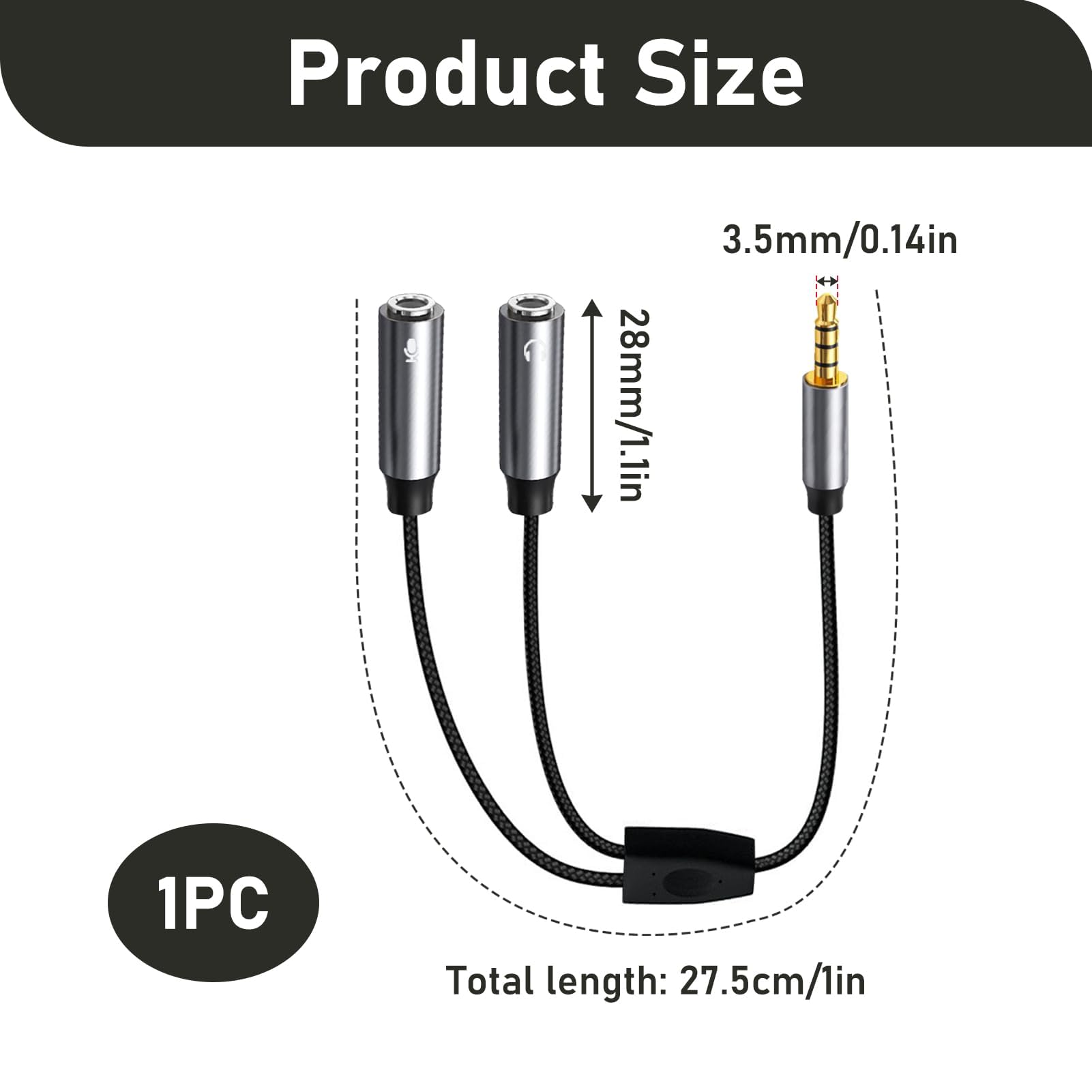 Splitter Cuffie E Microfono 3.5 Mm – Cavo Adattatore TRRS Per PC, MacBook, Smartphone E Cuffie Gaming – Ideale Per Skype E Chat