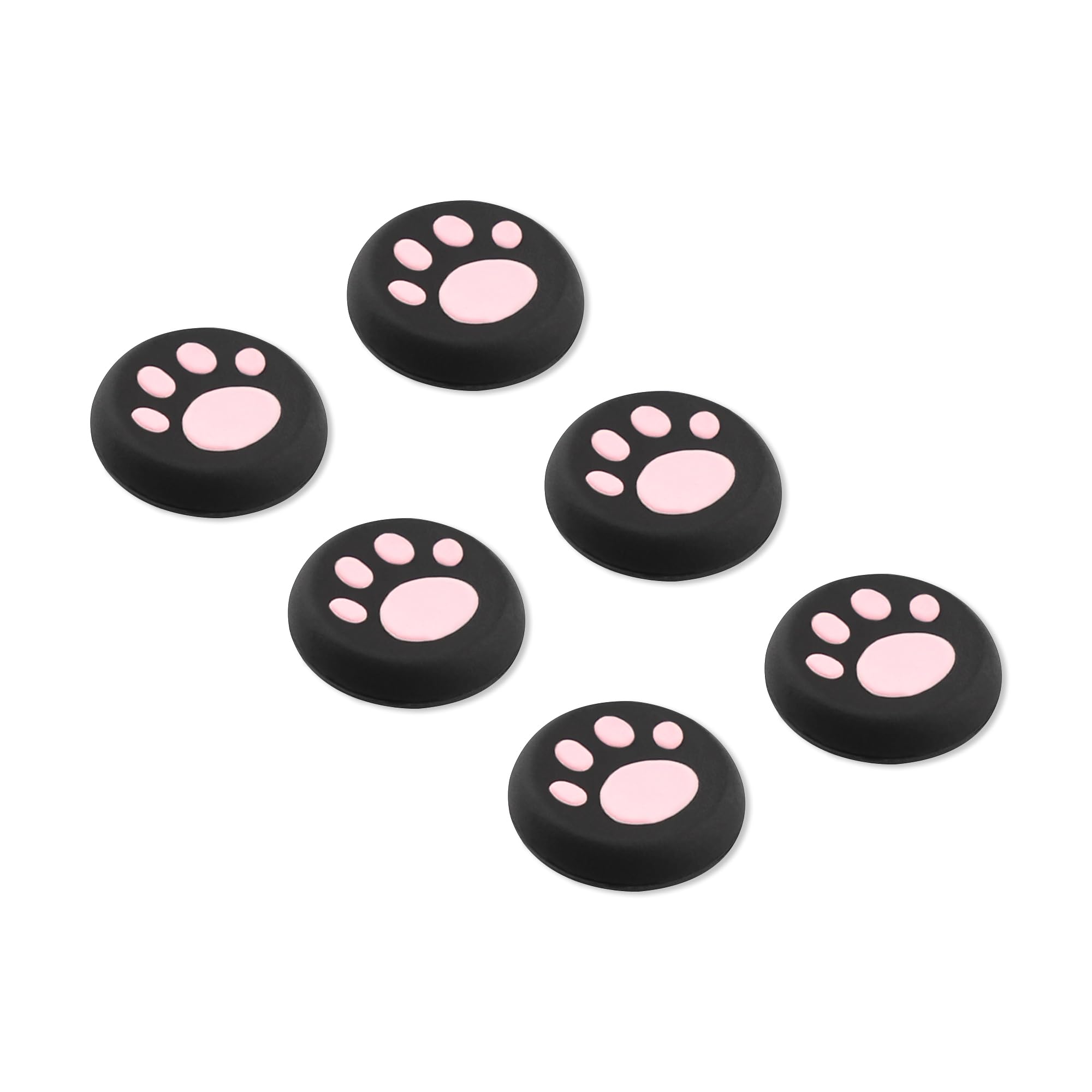 6PCS PS5 Silicone Thumb Cap, Non-Slip Silicone Analog Joystick Thumb Stick Grip Cap for PS2, PS3, PS4, PS5, Xbox One, Xbox Series X/S, Xbox 360, Switch Pro, Wii U Game Controller (Black Pink)