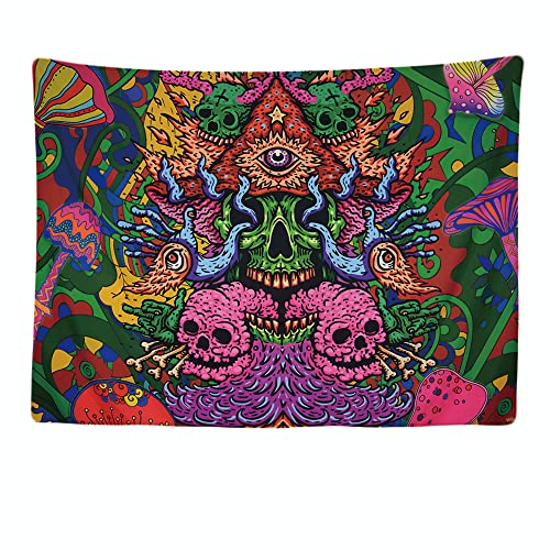 Ulticool - Skull Crâne Psychédélique - Tapisserie murale - 200x150 cm - Grande tapisserie -...